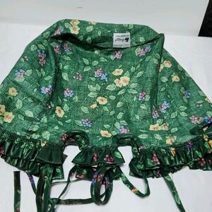 Longaberger Emerald Vine Green Floral Ruffle Fabric Liner Large Basket‎ Side Tie